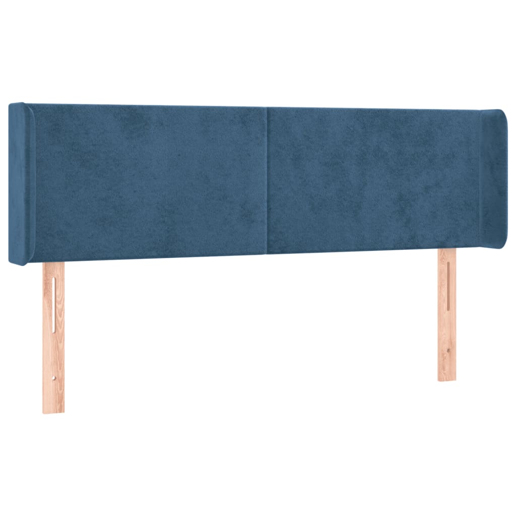 Tête de lit avec oreilles Bleu foncé 147x16x78/88 cm Velours