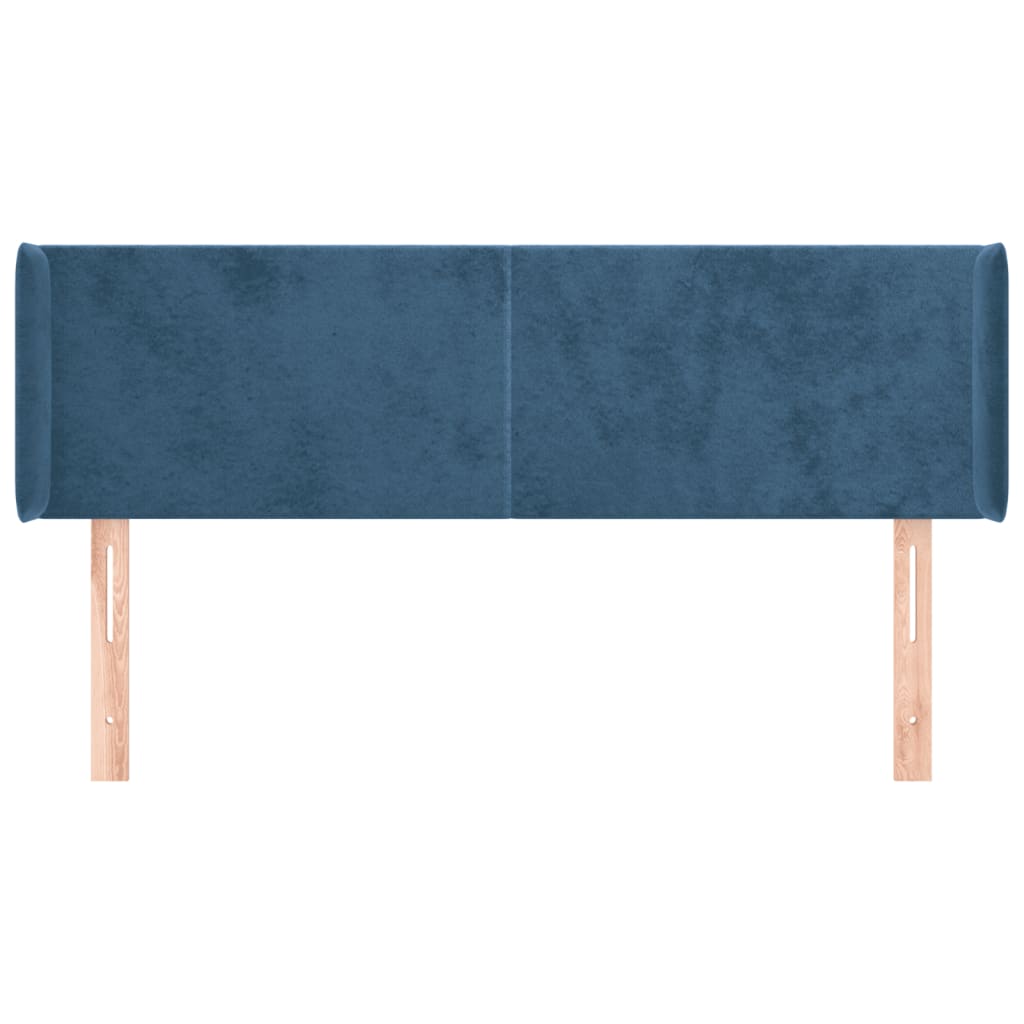 Tête de lit avec oreilles Bleu foncé 147x16x78/88 cm Velours