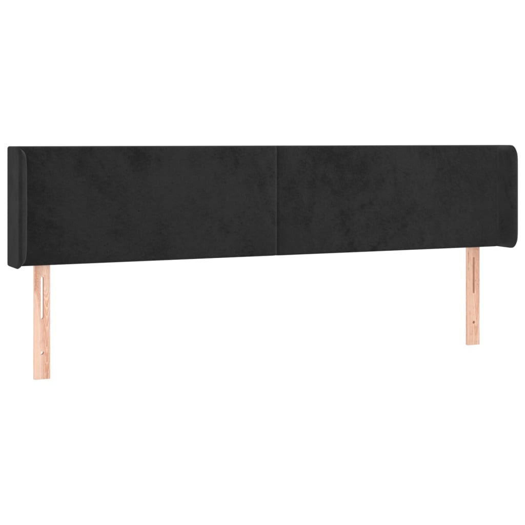 Tête de lit avec oreilles Noir 163x16x78/88 cm Velours