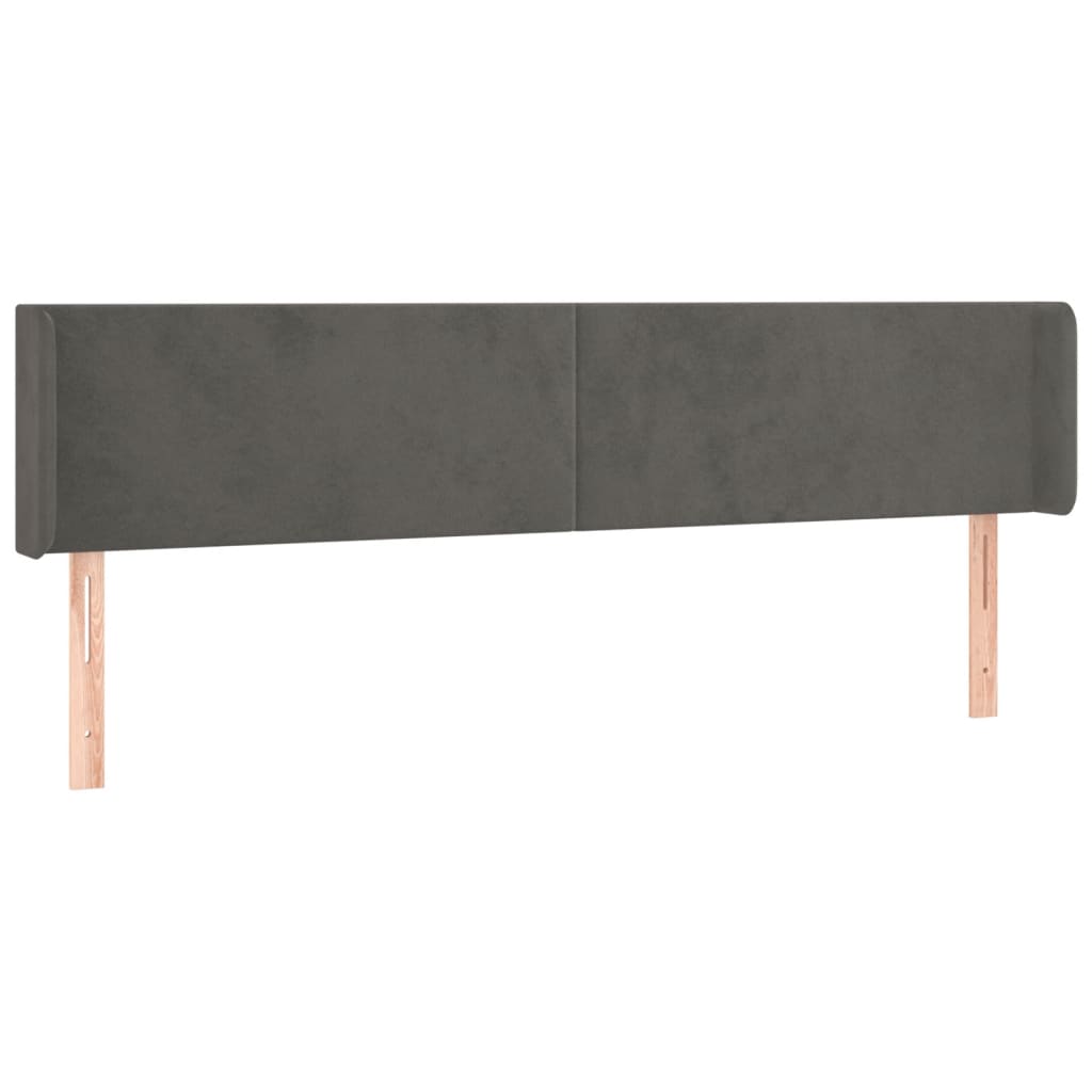 Tête de lit avec oreilles Gris foncé 183x16x78/88 cm Velours