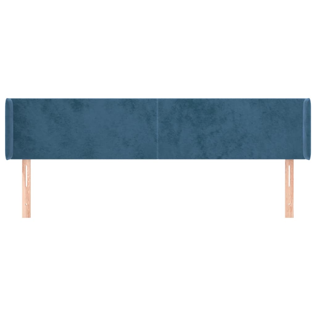 Tête de lit avec oreilles Bleu foncé 203x16x78/88 cm Velours