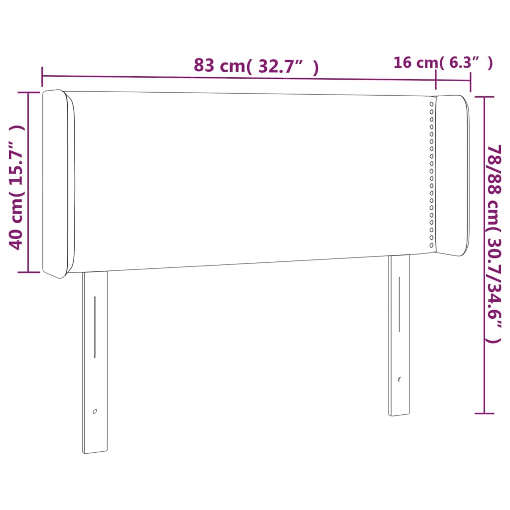 Tête de lit avec oreilles Gris foncé 83x16x78/88 cm Tissu