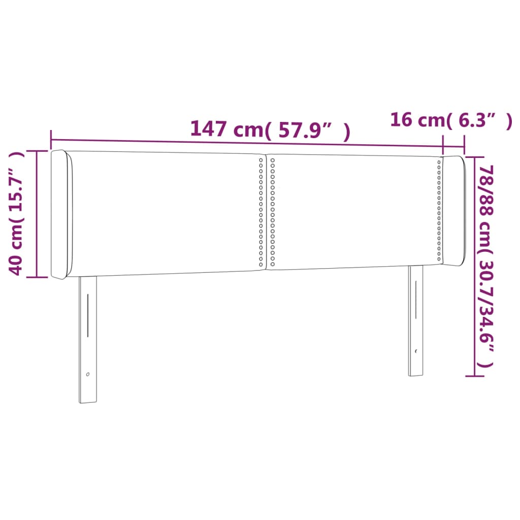 Tête de lit avec oreilles Gris clair 147x16x78/88 cm Tissu