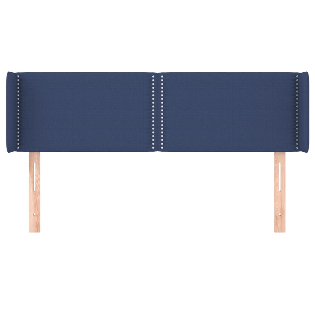 Tête de lit avec oreilles Bleu 147x16x78/88 cm Tissu