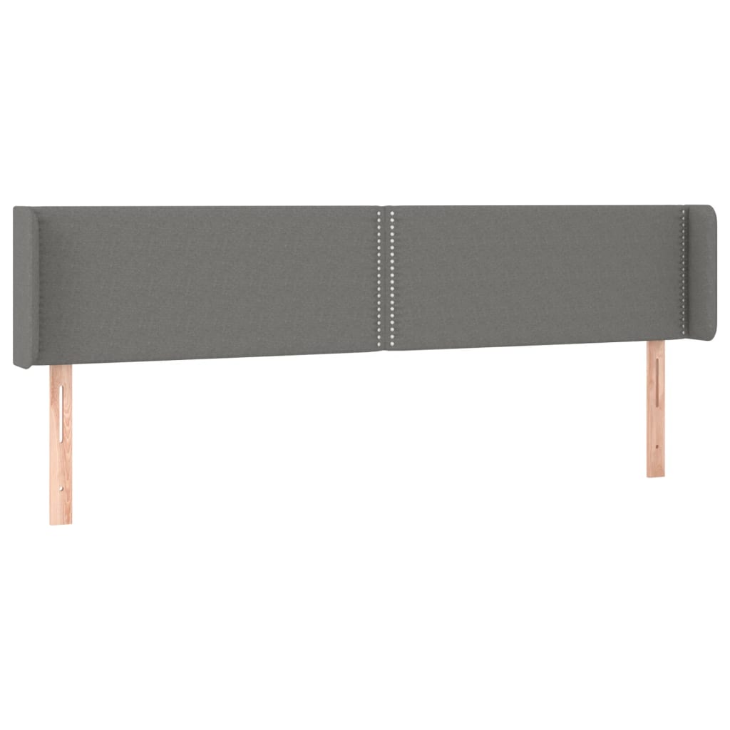 Tête de lit avec oreilles Gris foncé 163x16x78/88 cm Tissu