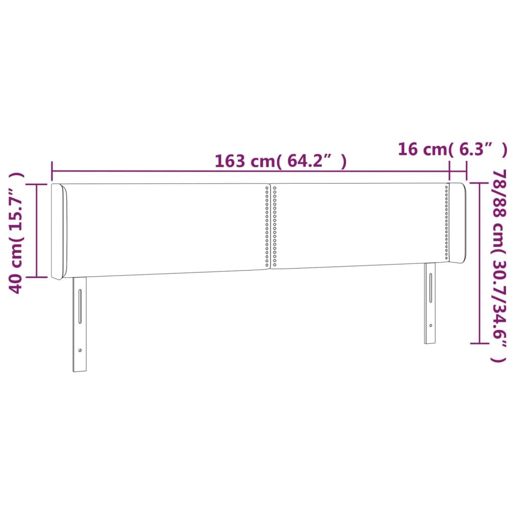 Tête de lit avec oreilles Gris foncé 163x16x78/88 cm Tissu