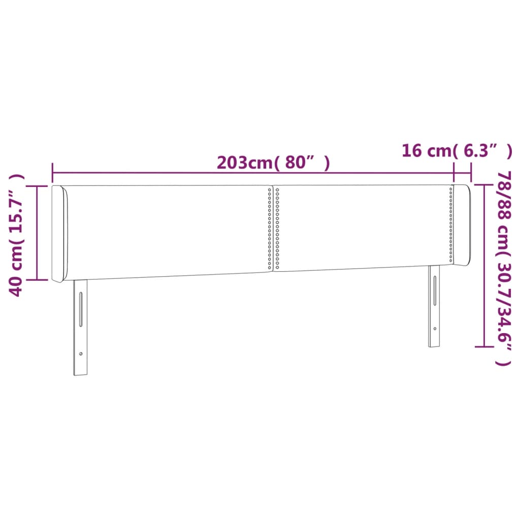 Tête de lit avec oreilles Gris clair 203x16x78/88 cm Tissu