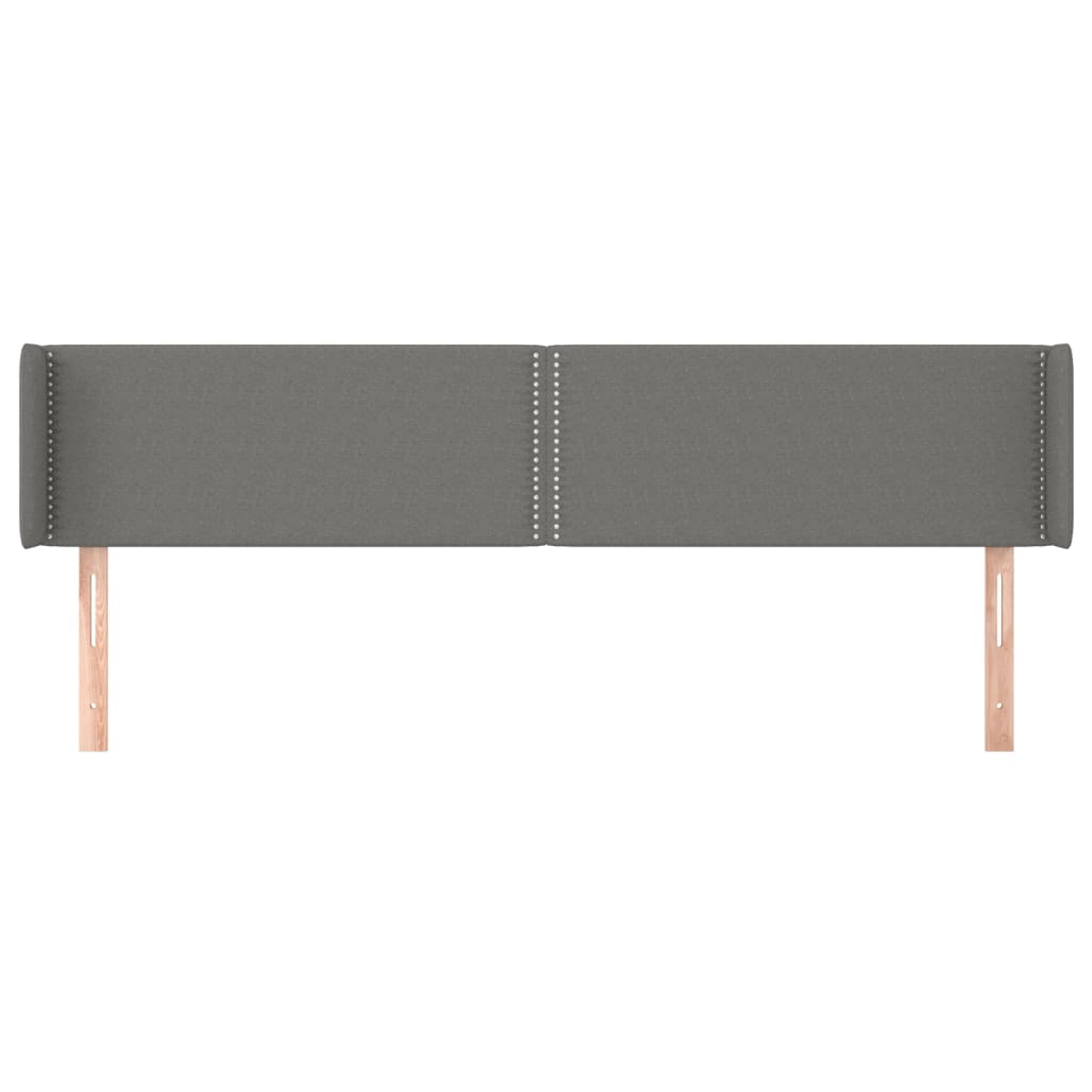 Tête de lit avec oreilles Gris foncé 203x16x78/88 cm Tissu