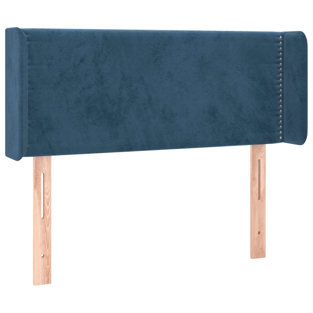 Tête de lit avec oreilles Bleu Foncé 83x16x78/88 cm Velours