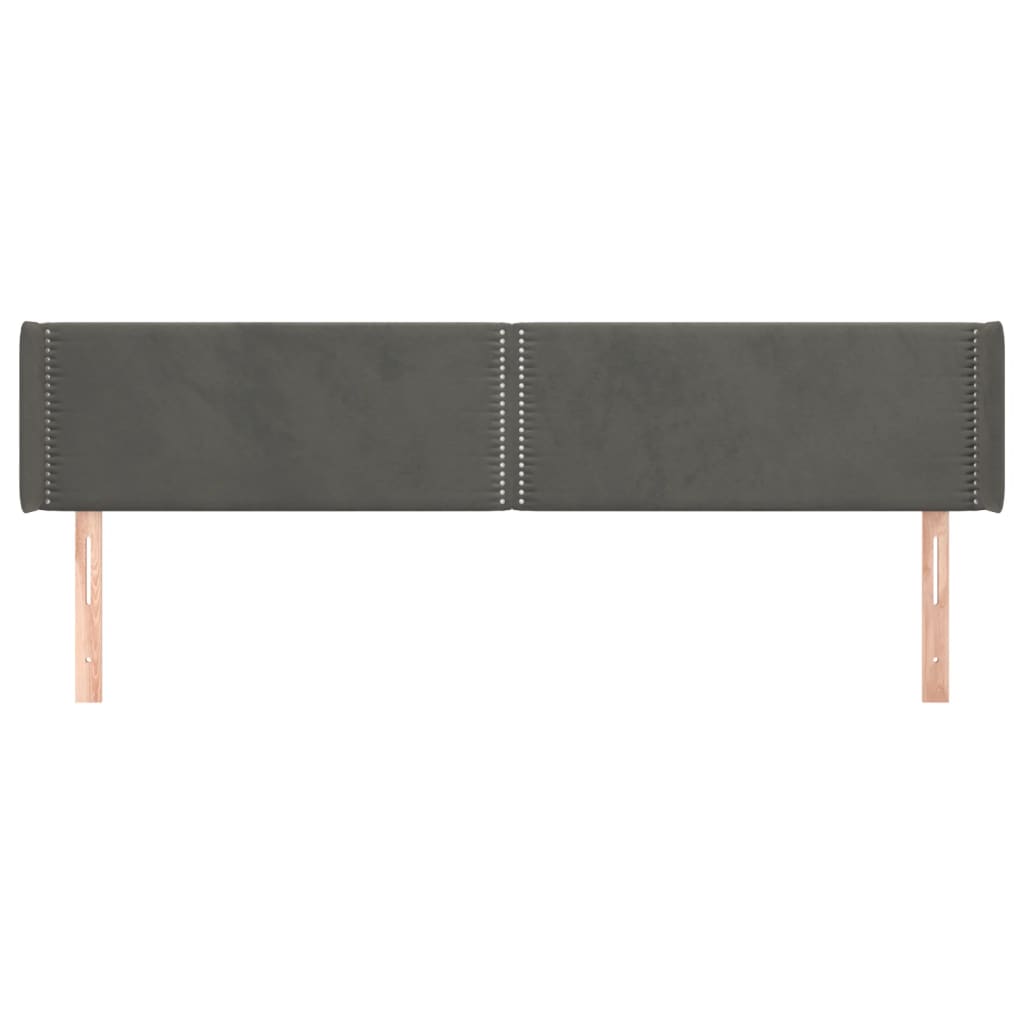 Tête de lit avec oreilles Gris foncé 163x16x78/88 cm Velours