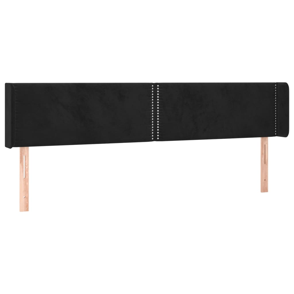 Tête de lit avec oreilles Noir 163x16x78/88 cm Velours