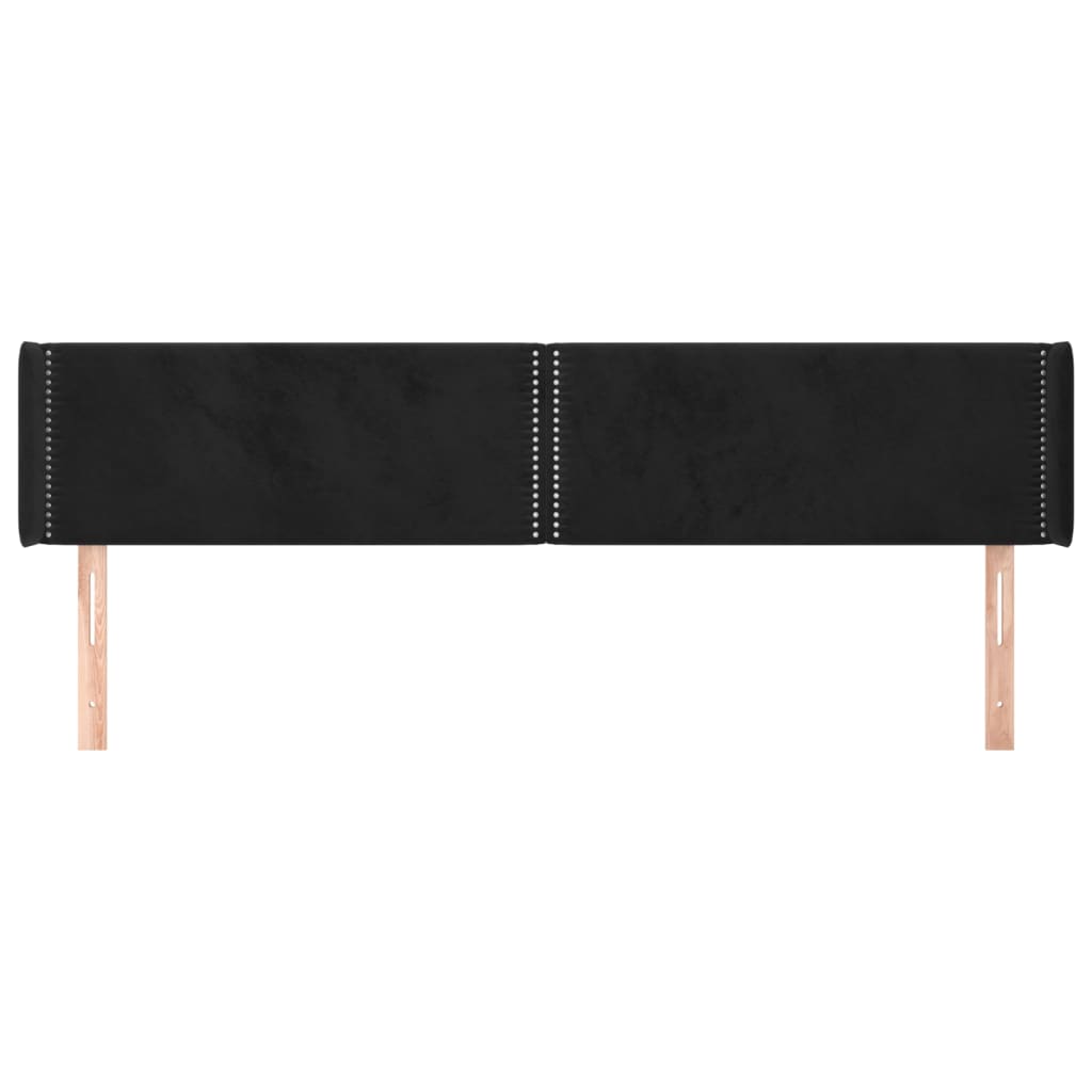 Tête de lit avec oreilles Noir 163x16x78/88 cm Velours