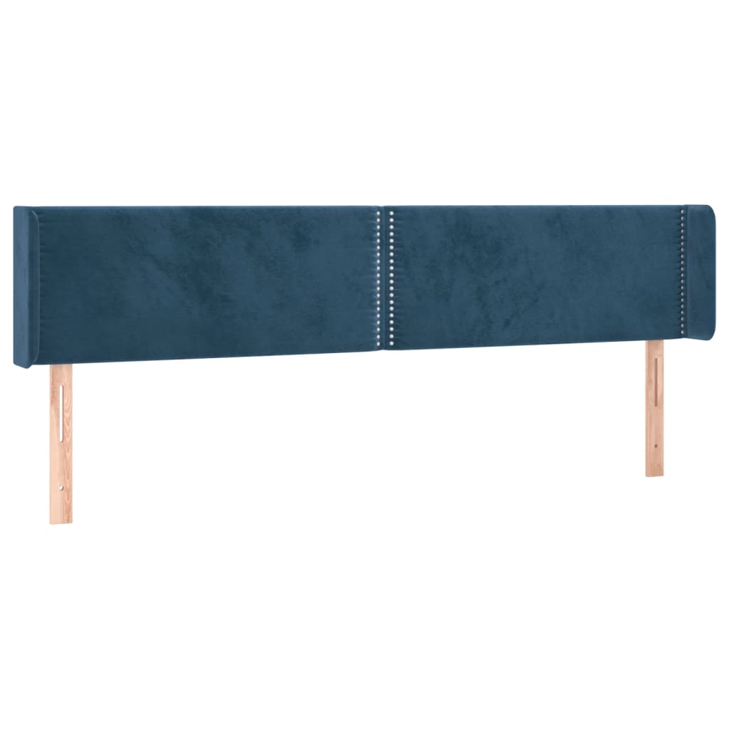 Tête de lit avec oreilles Bleu foncé 163x16x78/88 cm Velours