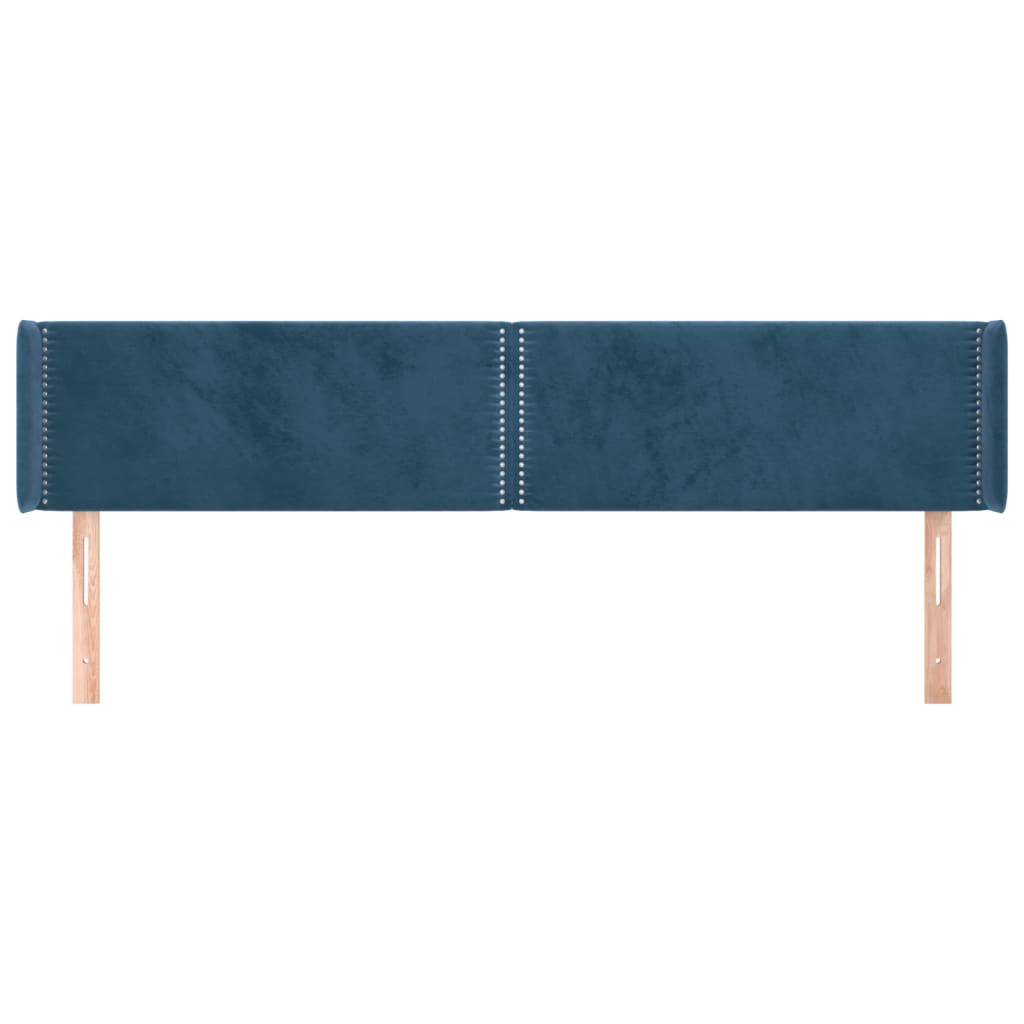 Tête de lit avec oreilles Bleu foncé 163x16x78/88 cm Velours