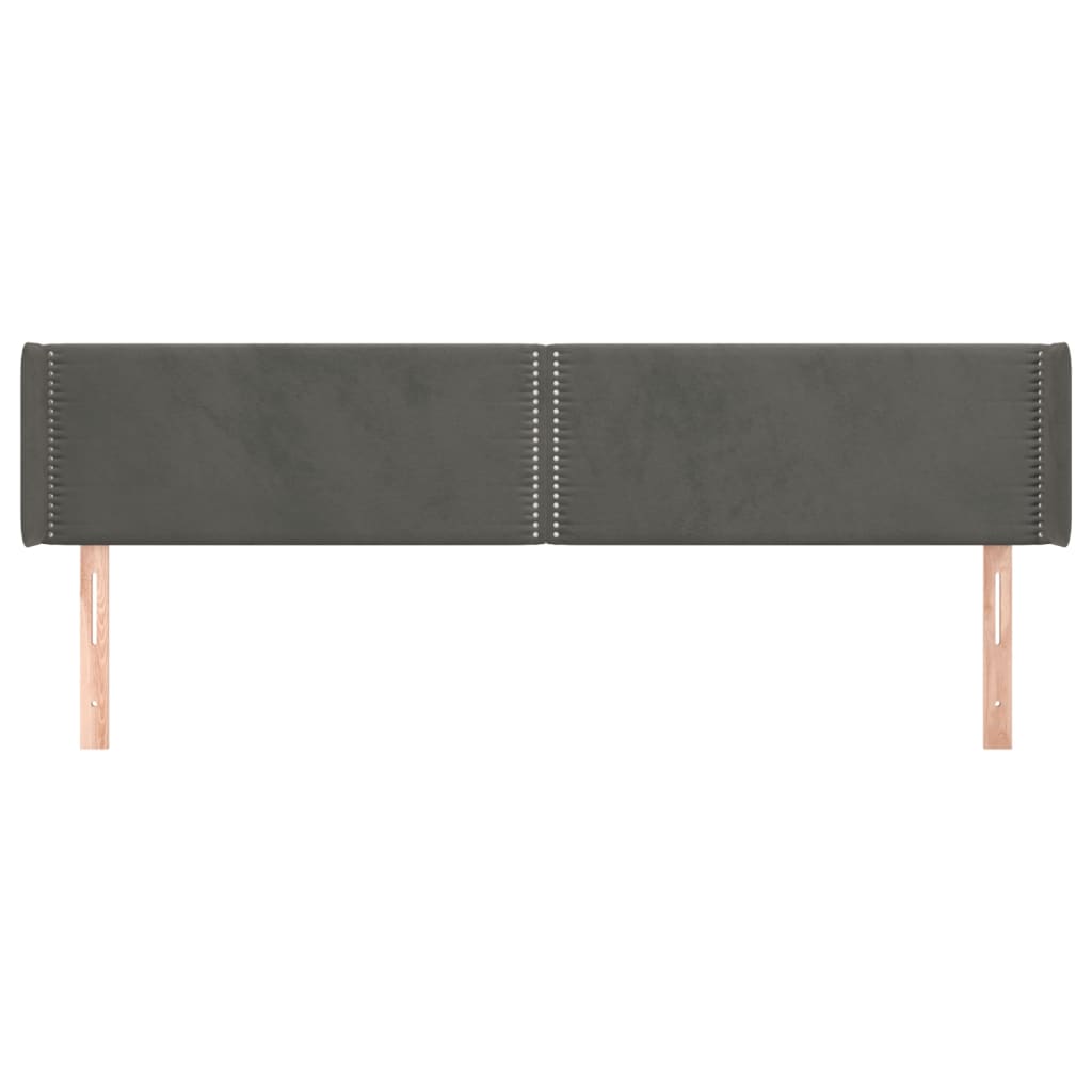 Tête de lit avec oreilles Gris foncé 183x16x78/88 cm Velours