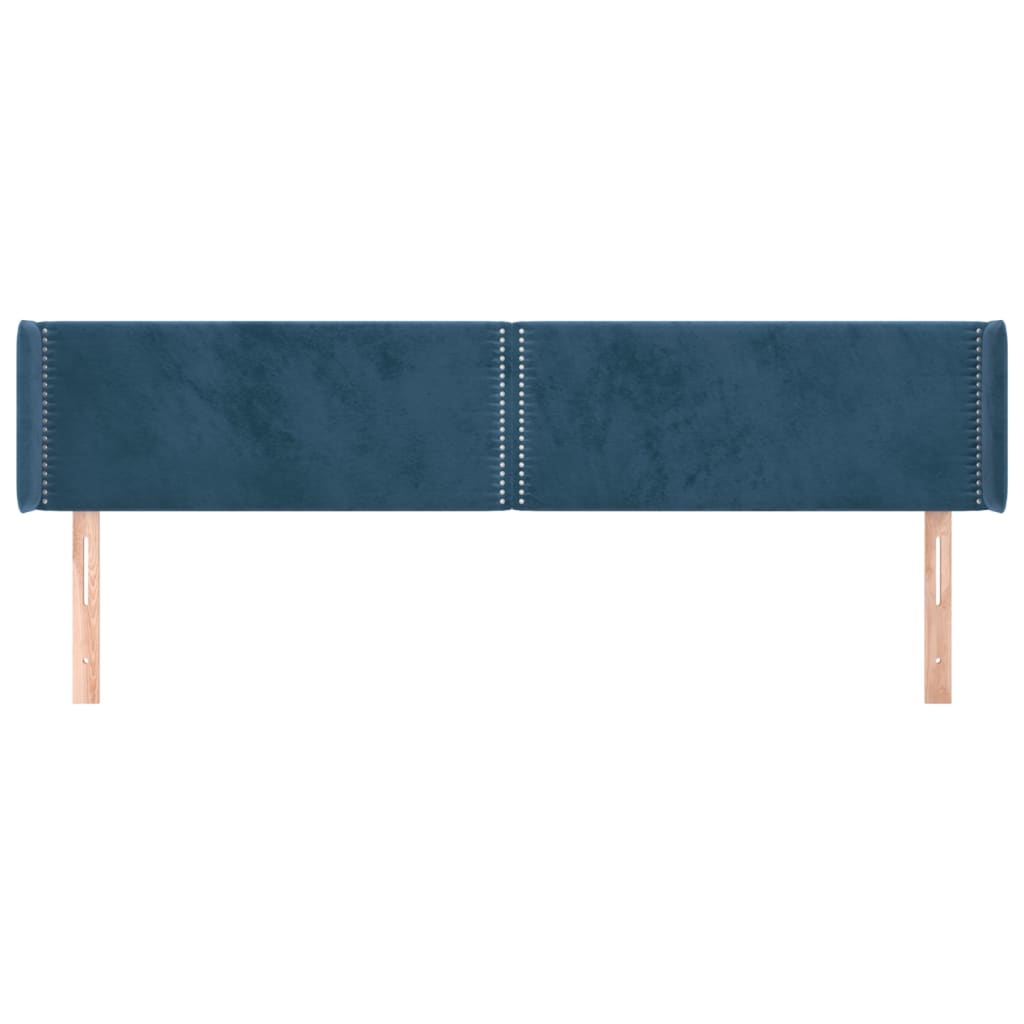 Tête de lit avec oreilles Bleu foncé 183x16x78/88 cm Velours