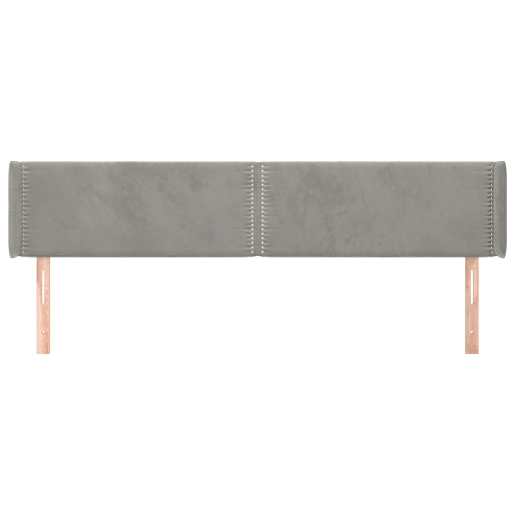 Tête de lit avec oreilles Gris clair 203x16x78/88 cm Velours