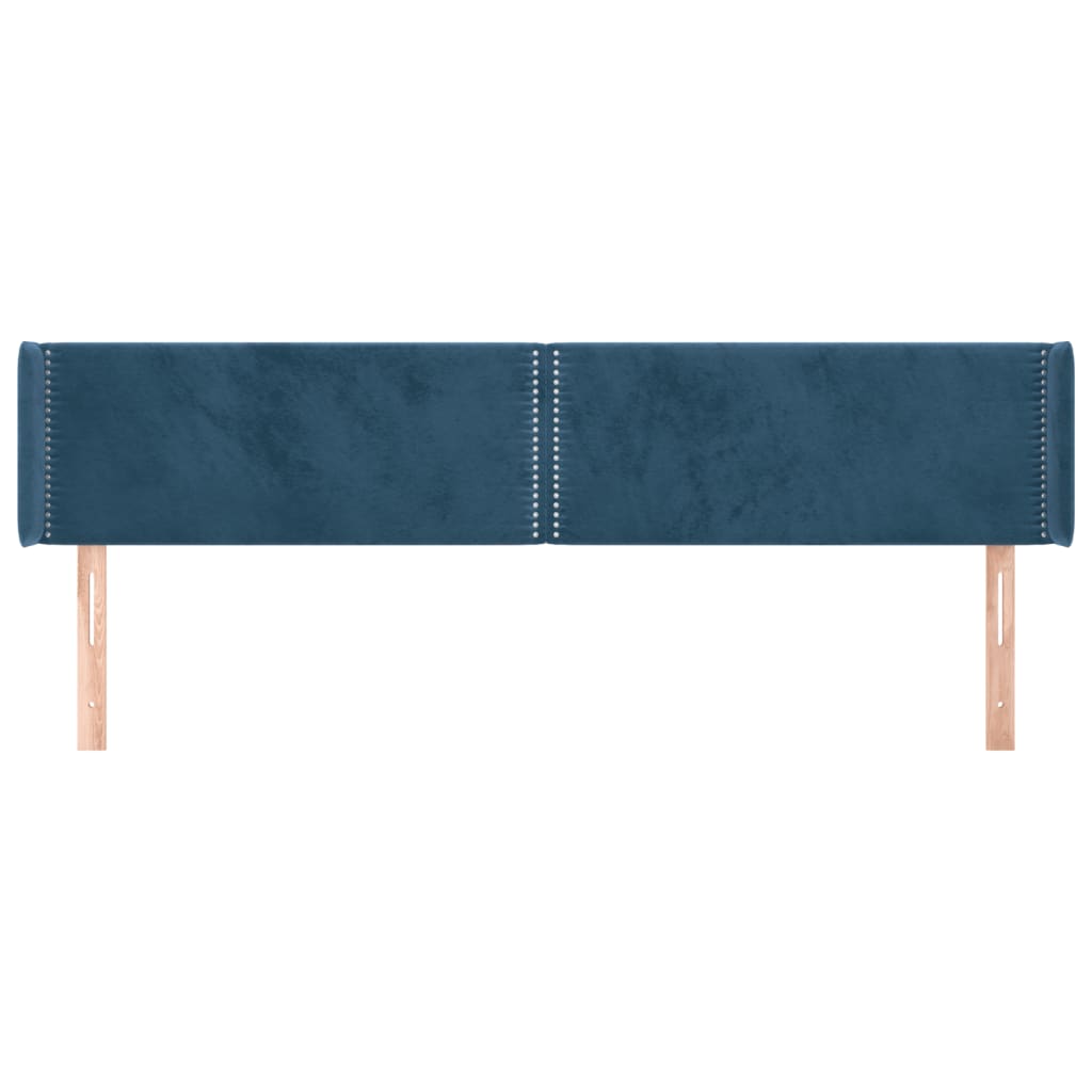 Tête de lit avec oreilles Bleu foncé 203x16x78/88 cm Velours