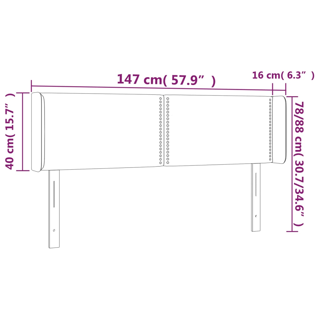 Tête de lit avec oreilles Blanc 147x16x78/88 cm Similicuir