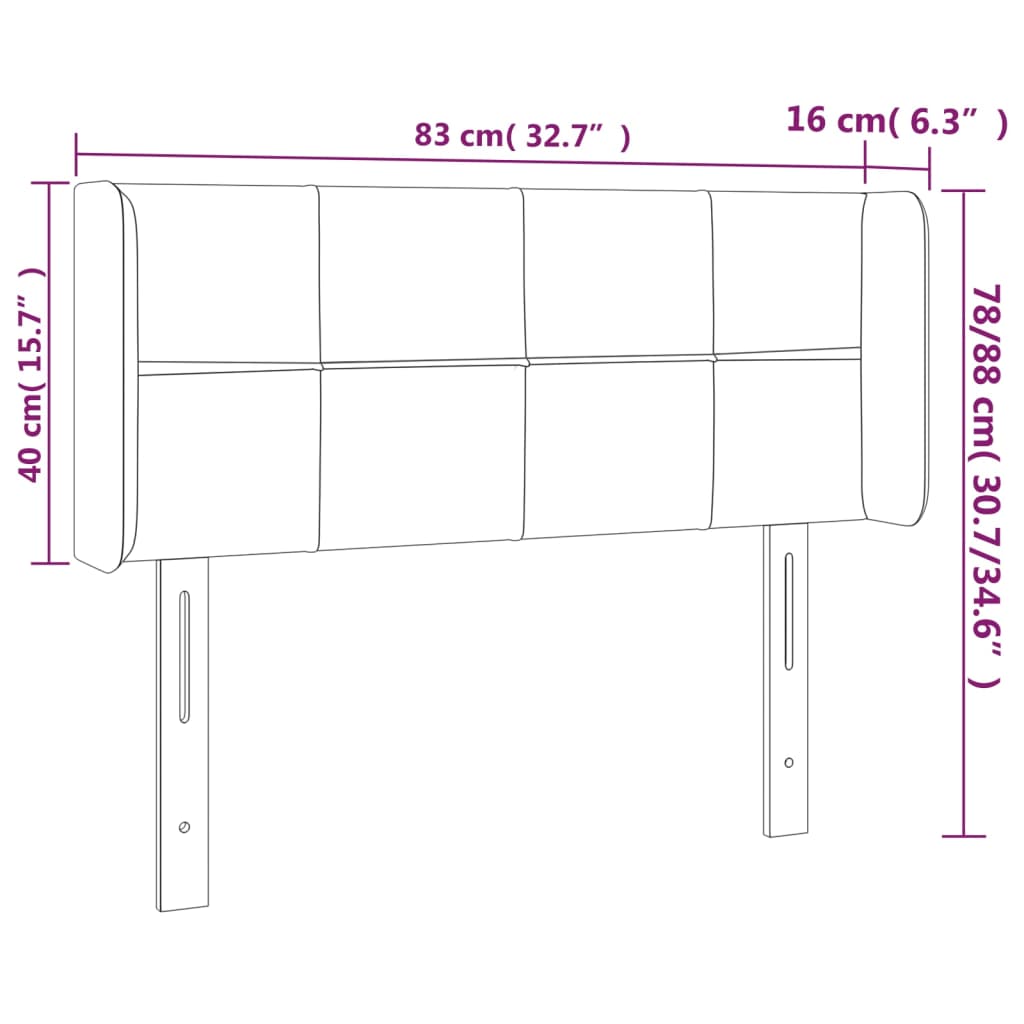 Tête de lit avec oreilles Gris clair 83x16x78/88 cm Tissu