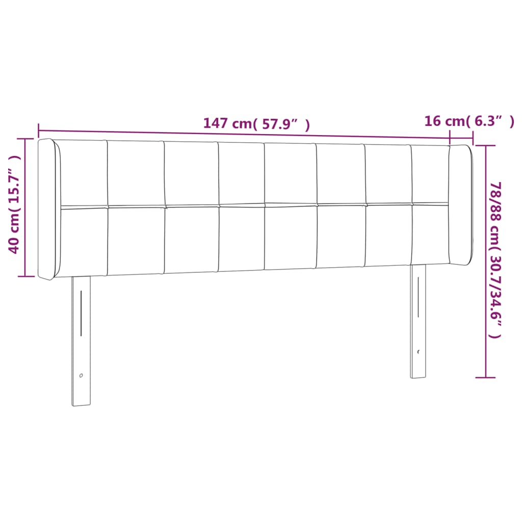 Tête de lit avec oreilles Gris clair 147x16x78/88 cm Tissu