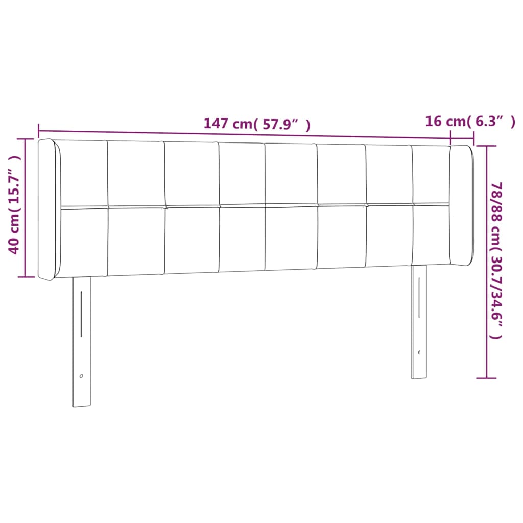 Tête de lit avec oreilles Marron Foncé 147x16x78/88 cm Tissu