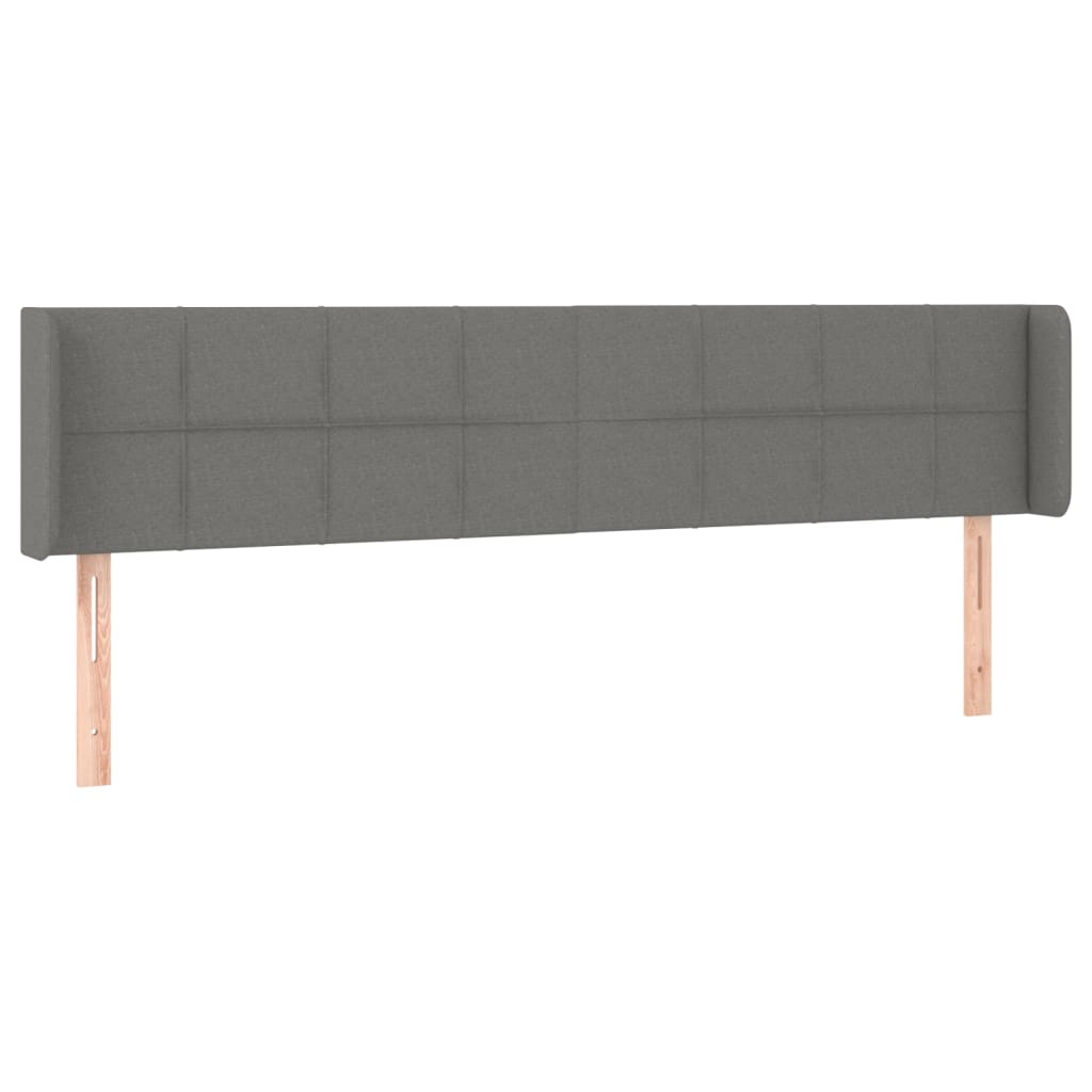 Tête de lit avec oreilles Gris foncé 163x16x78/88 cm Tissu