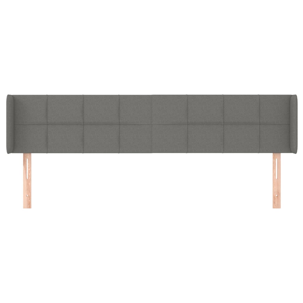 Tête de lit avec oreilles Gris foncé 163x16x78/88 cm Tissu