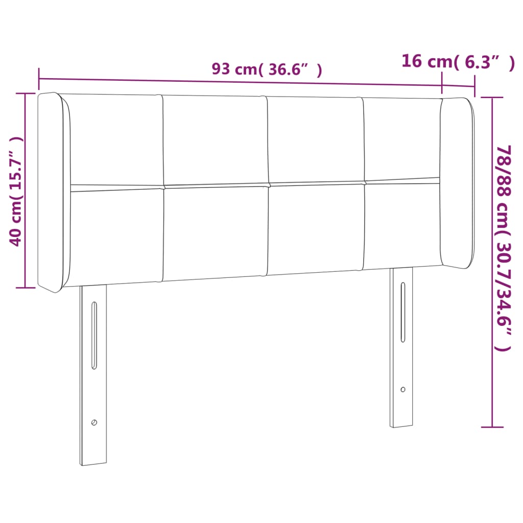 Tête de lit avec oreilles Gris clair 93x16x78/88 cm Velours