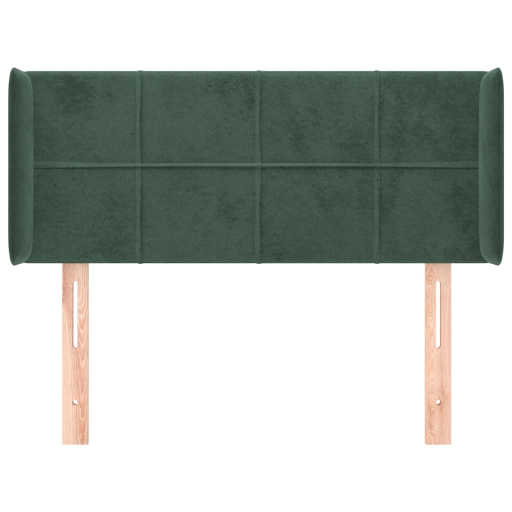 Tête de lit avec oreilles Vert foncé 93x16x78/88 cm Velours