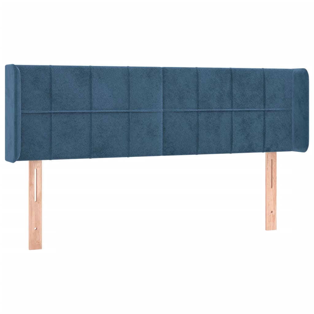 Tête de lit avec oreilles Bleu foncé 147x16x78/88 cm Velours