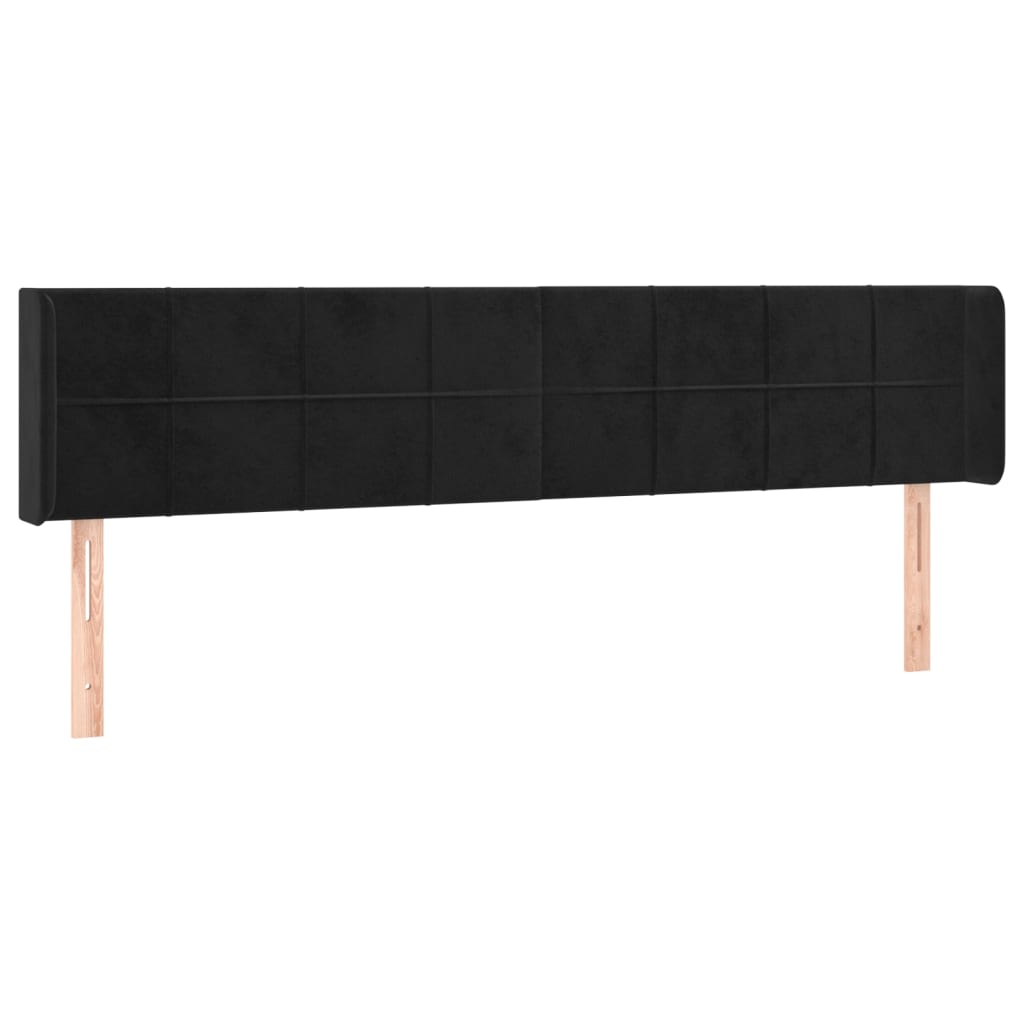 Tête de lit avec oreilles Noir 163x16x78/88 cm Velours