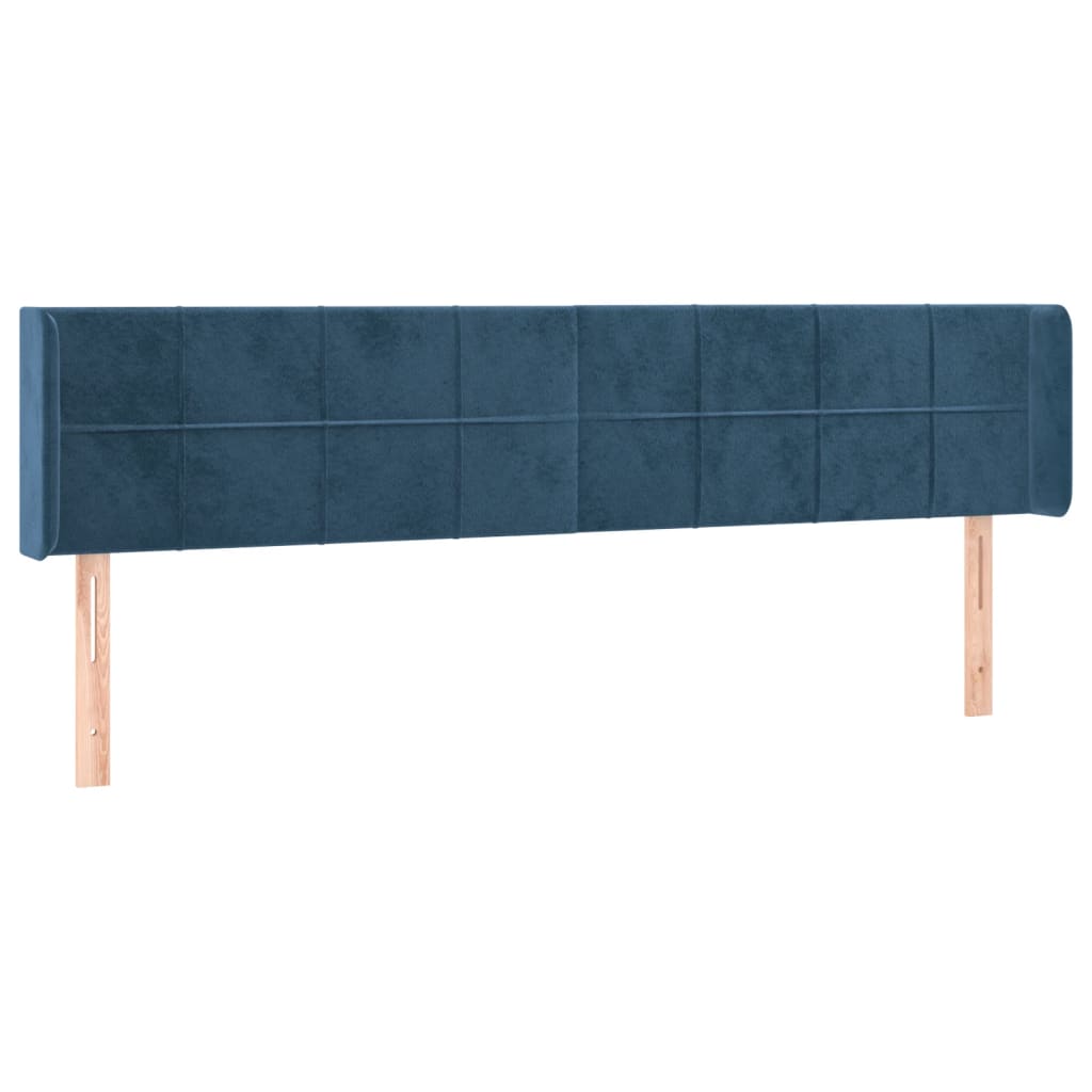 Tête de lit avec oreilles Bleu foncé 163x16x78/88 cm Velours