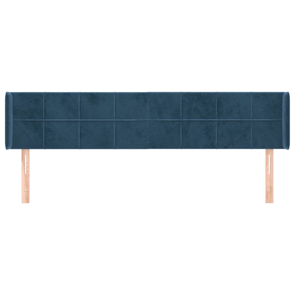 Tête de lit avec oreilles Bleu foncé 163x16x78/88 cm Velours