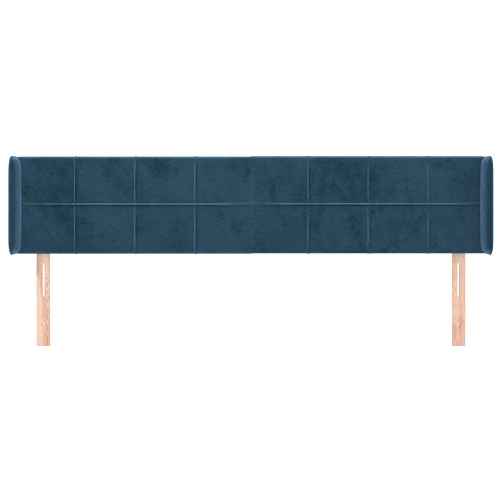 Tête de lit avec oreilles Bleu foncé 203x16x78/88 cm Velours