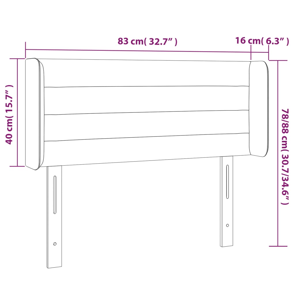 Tête de lit avec oreilles Gris clair 83x16x78/88 cm Tissu