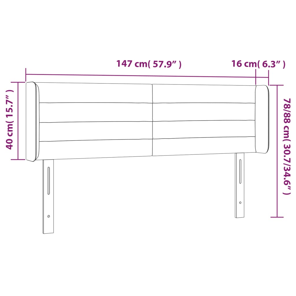 Tête de lit avec oreilles Gris clair 147x16x78/88 cm Tissu