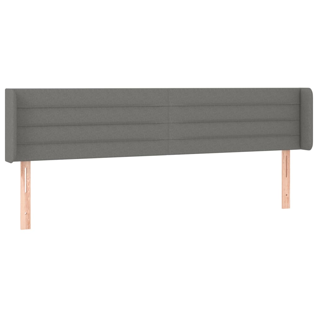 Tête de lit avec oreilles Gris foncé 163x16x78/88 cm Tissu