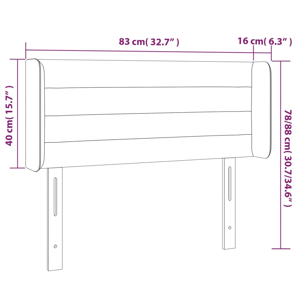 Tête de lit avec oreilles Gris clair 83x16x78/88 cm Velours