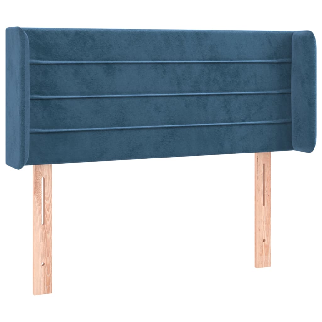 Tête de lit avec oreilles Bleu Foncé 83x16x78/88 cm Velours