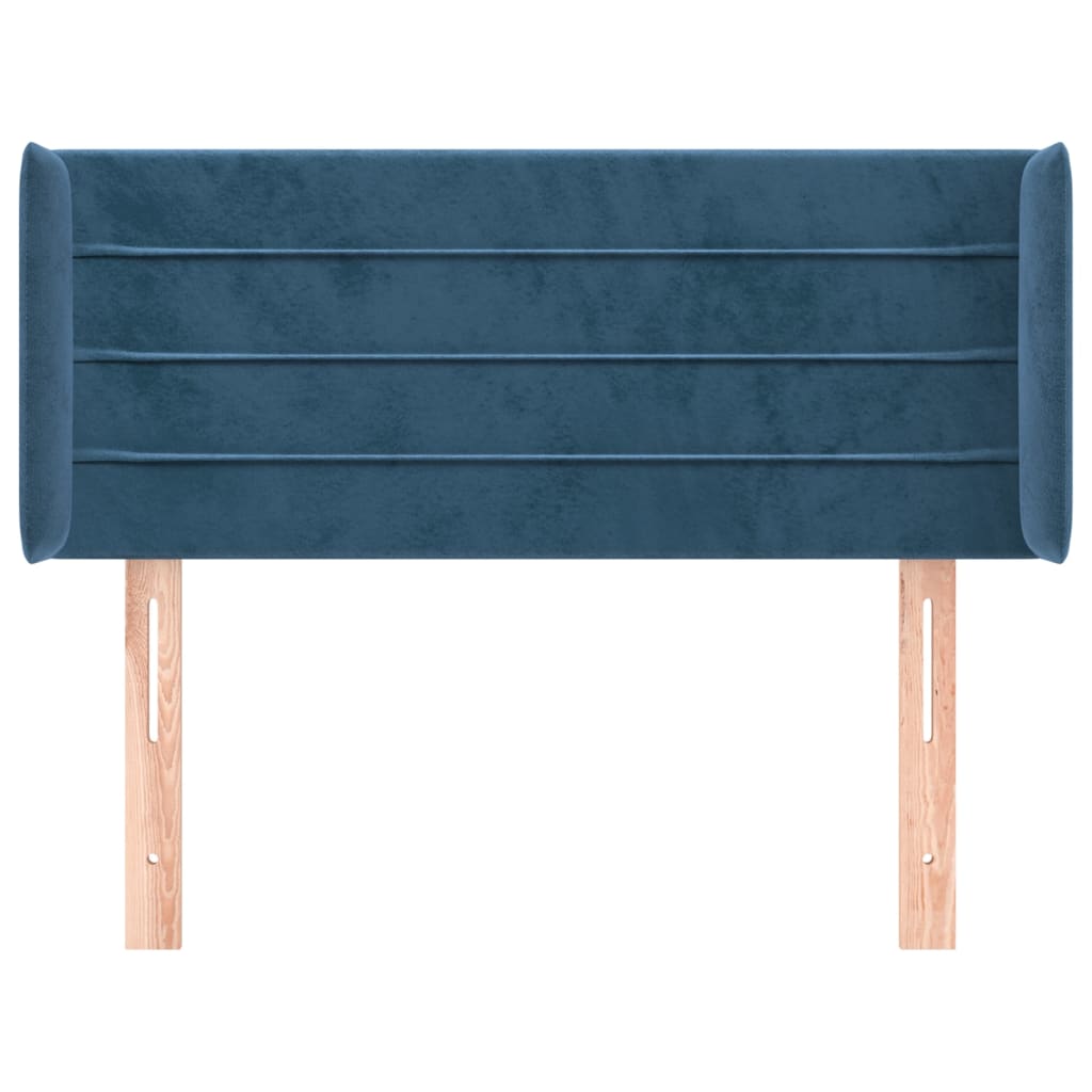 Tête de lit avec oreilles Bleu Foncé 83x16x78/88 cm Velours