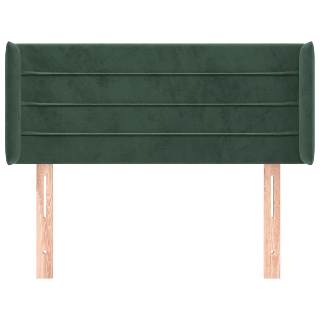 Tête de lit avec oreilles Vert foncé 93x16x78/88 cm Velours