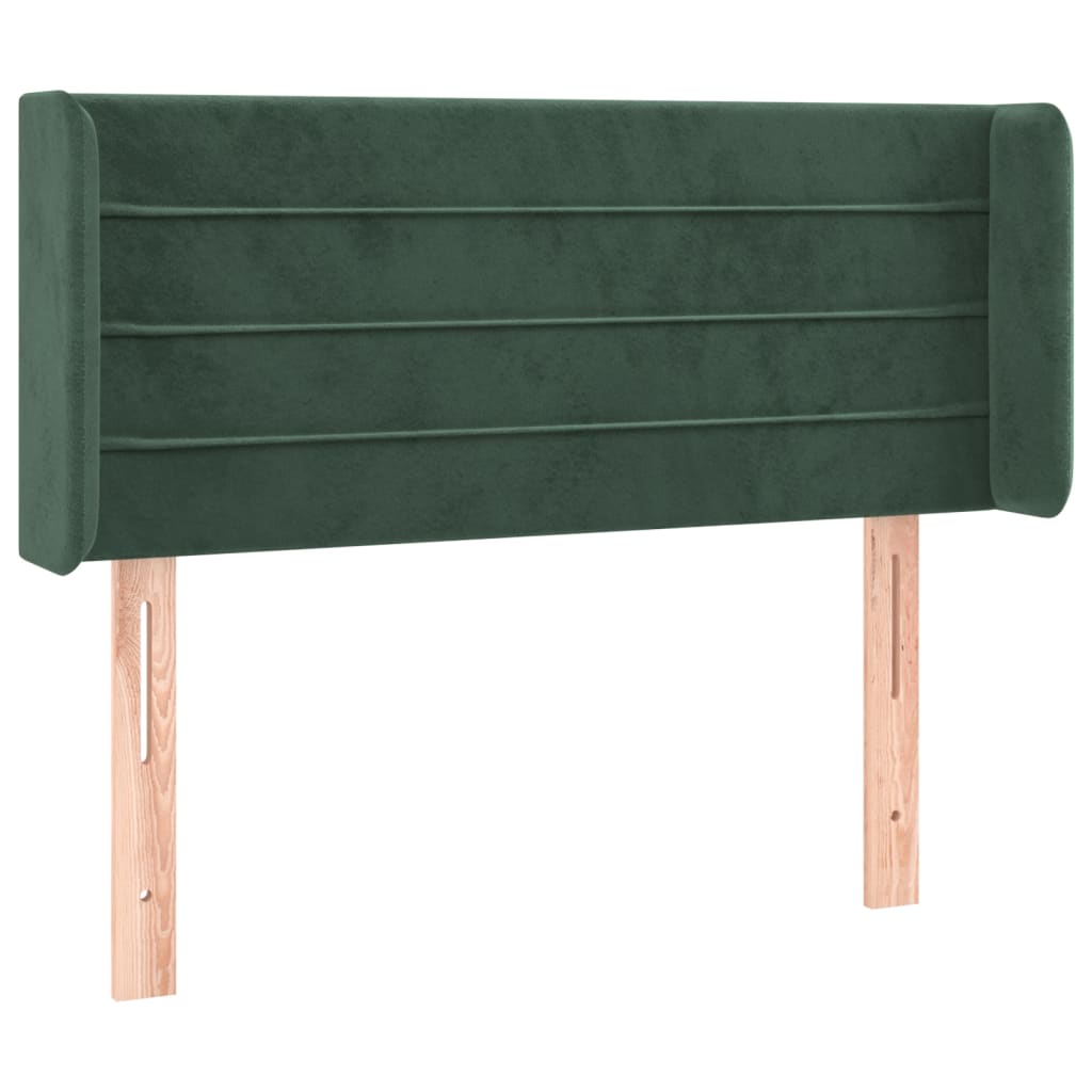 Tête de lit avec oreilles Vert foncé 103x16x78/88 cm Velours