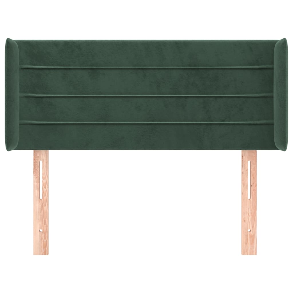 Tête de lit avec oreilles Vert foncé 103x16x78/88 cm Velours