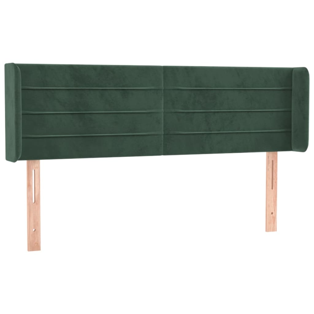 Tête de lit avec oreilles Vert foncé 147x16x78/88 cm Velours