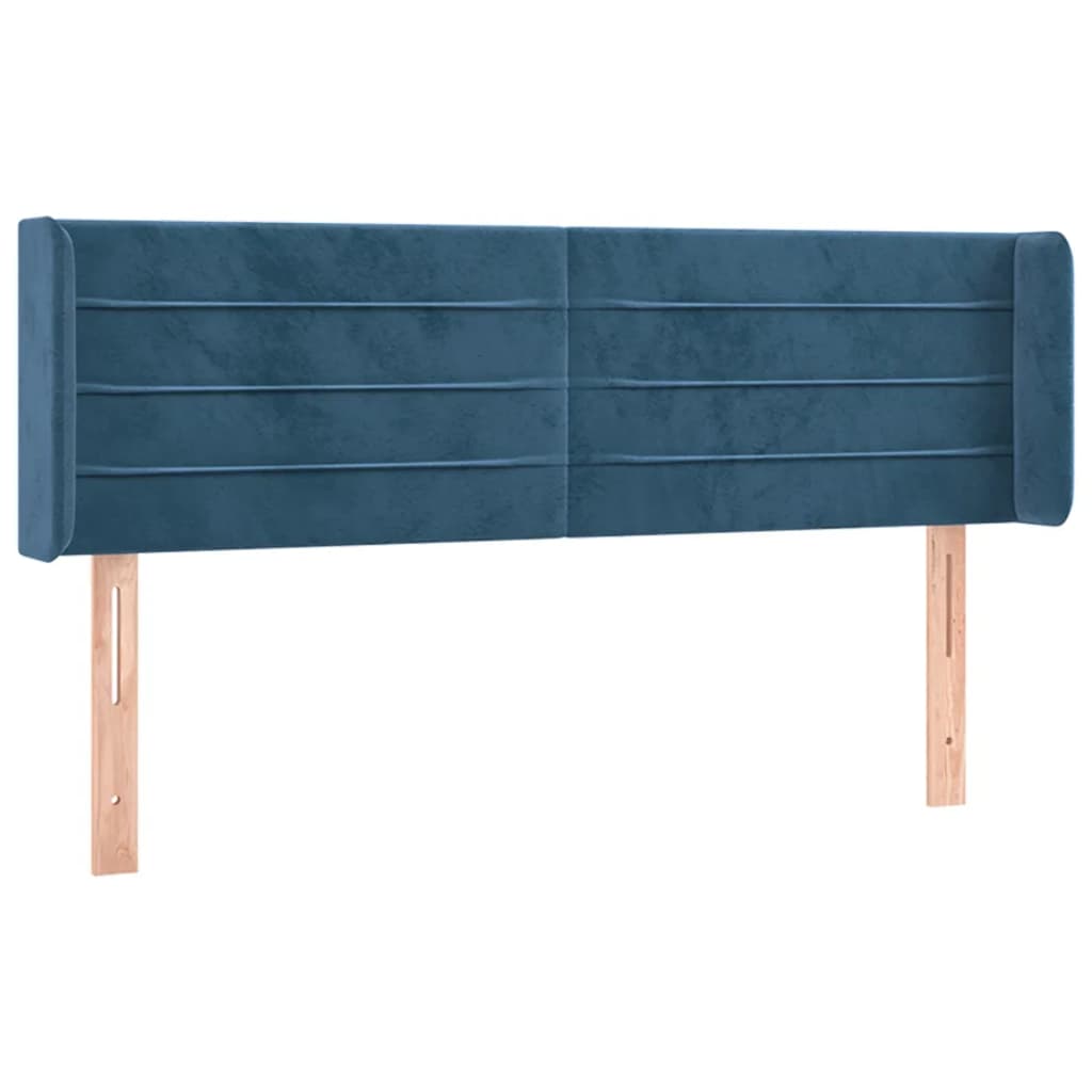 Tête de lit avec oreilles Bleu foncé 147x16x78/88 cm Velours