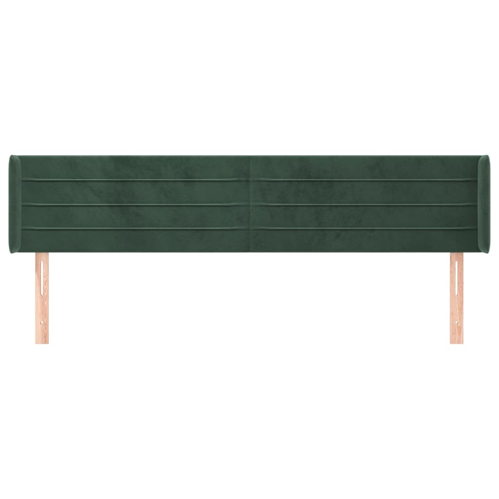 Tête de lit avec oreilles Vert foncé 163x16x78/88 cm Velours