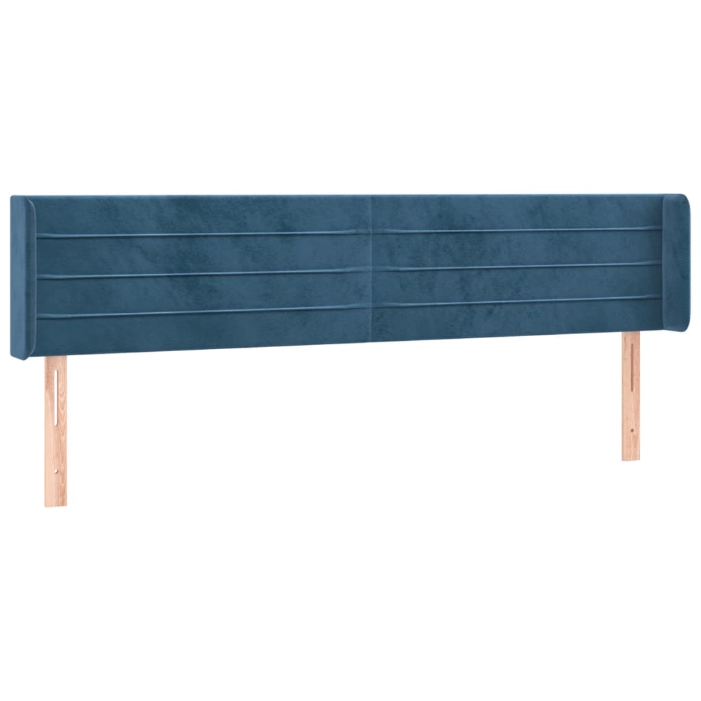 Tête de lit avec oreilles Bleu foncé 163x16x78/88 cm Velours