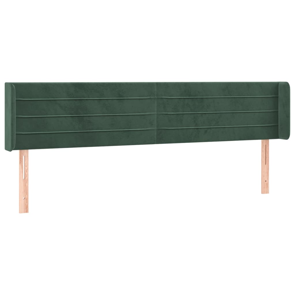 Tête de lit avec oreilles Vert foncé 183x16x78/88 cm Velours