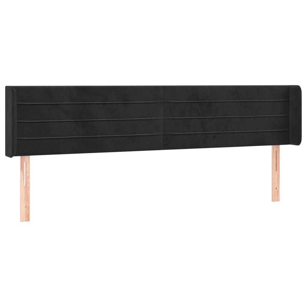 Tête de lit avec oreilles Noir 203x16x78/88 cm Velours